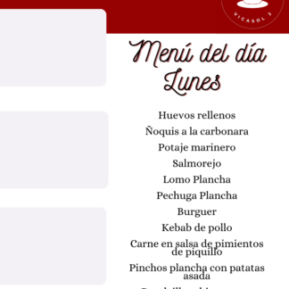 Menú Del Día Lunes