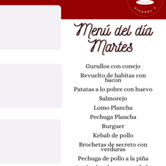 Menú Del Día Martes